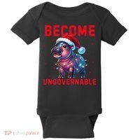 Become Ungovernable Hippo Christmas Lights Fun Funny Baby Bodysuit thumb 0