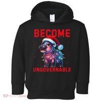 Become Ungovernable Hippo Christmas Lights Fun Funny Toddler Hoodie thumb 0