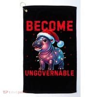Become Ungovernable Hippo Christmas Lights Fun Funny Golf Towel thumb 0