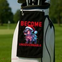 Become Ungovernable Hippo Christmas Lights Fun Funny Golf Towel thumb 2