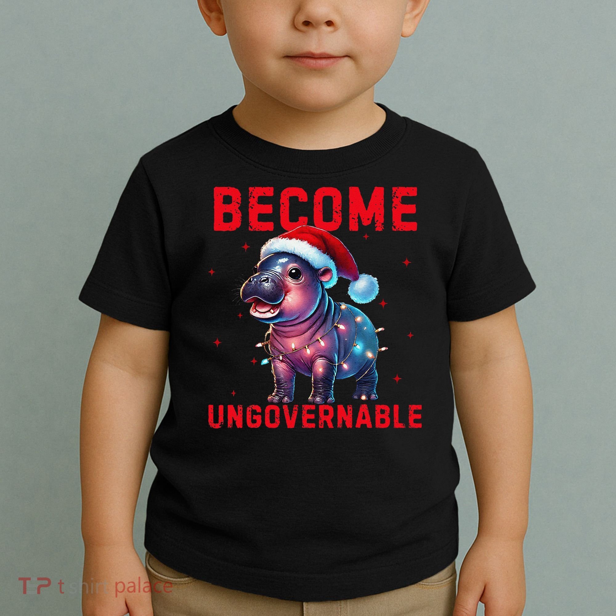 Become Ungovernable Hippo Christmas Lights Fun Funny Toddler T-Shirt