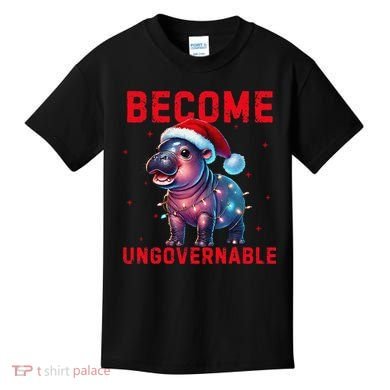 Become Ungovernable Hippo Christmas Lights Fun Funny Kids T-Shirt