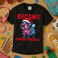 Become Ungovernable Hippo Christmas Lights Fun Funny Kids T-Shirt thumb 3