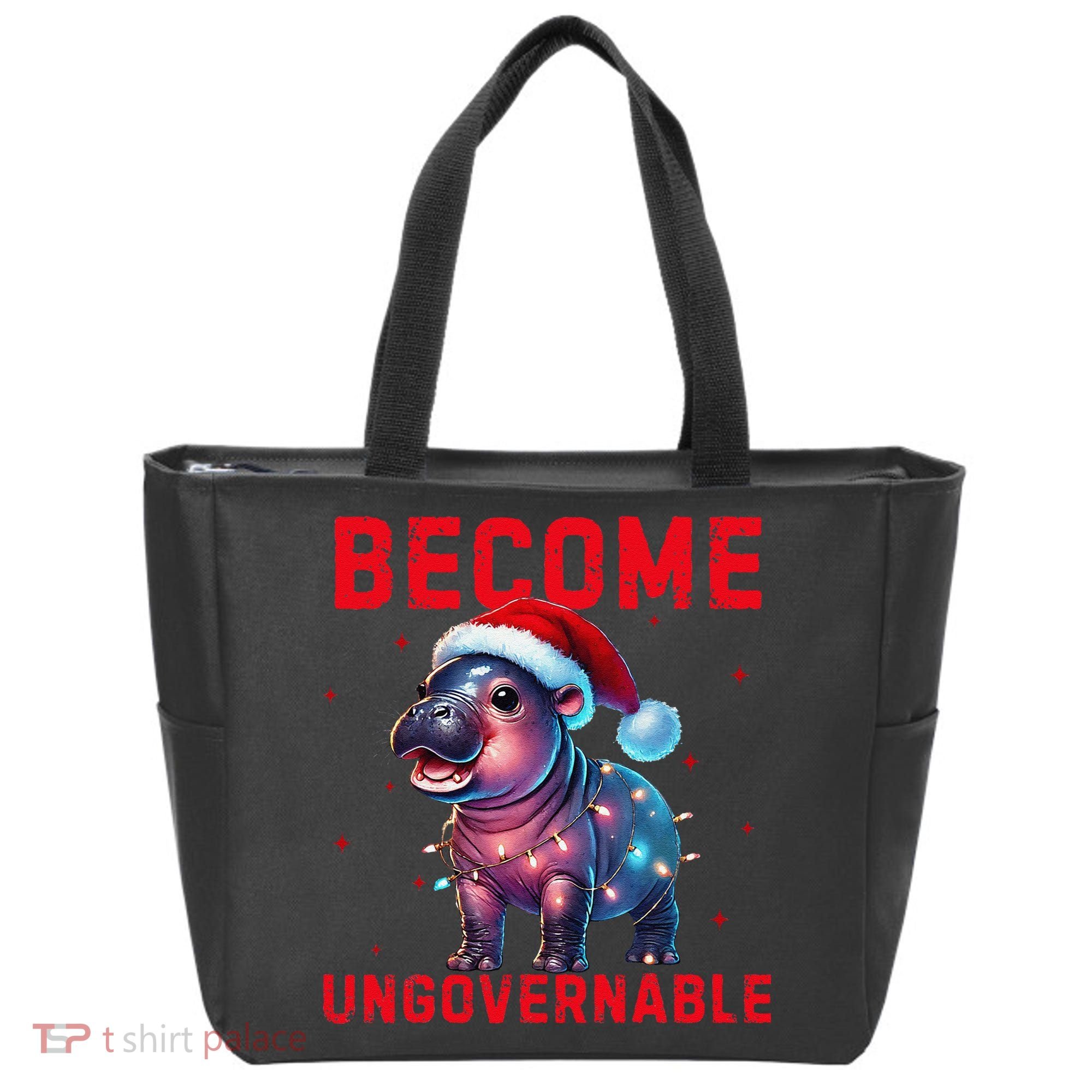 Become Ungovernable Hippo Christmas Lights Fun Funny Tote Bag