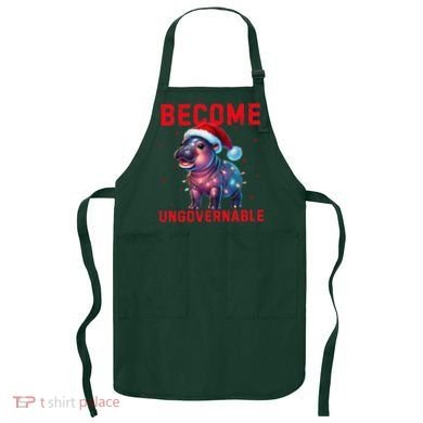 Become Ungovernable Hippo Christmas Lights Fun Funny Apron