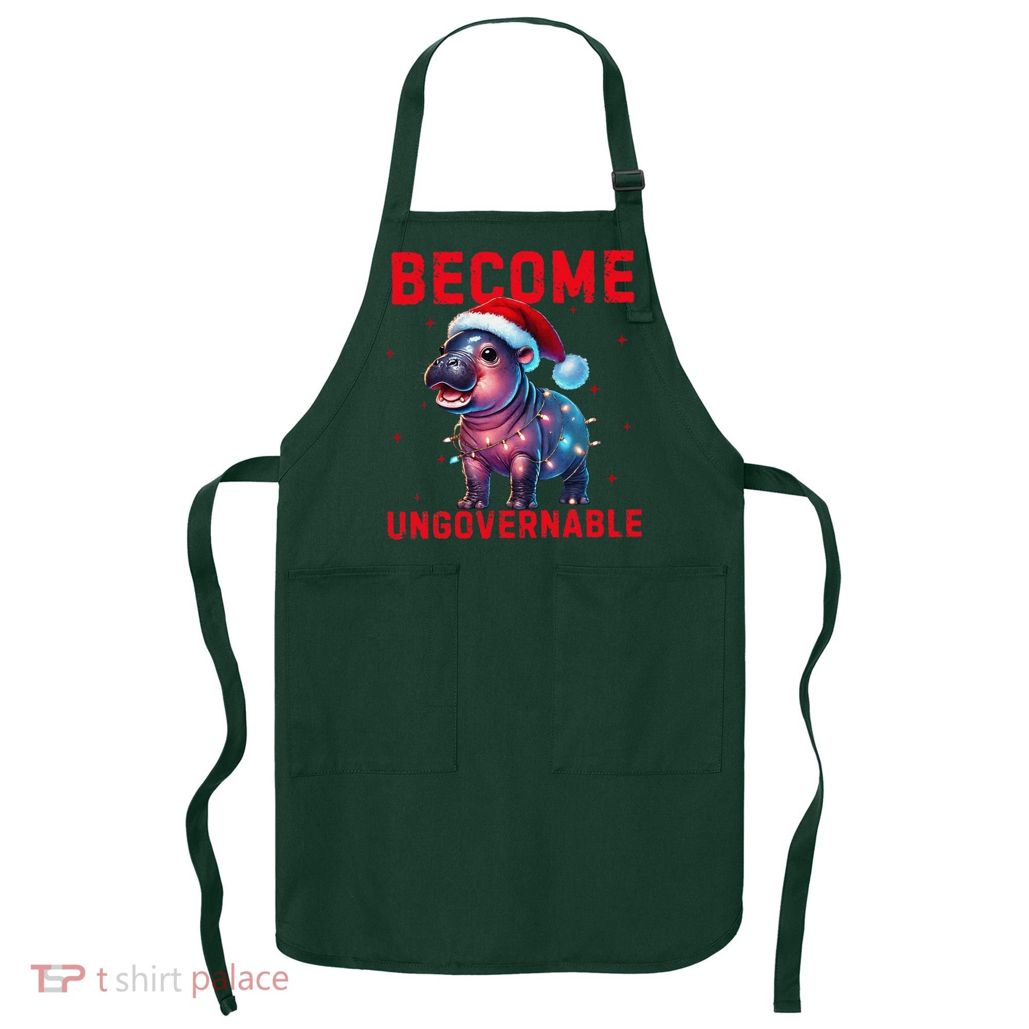 Become Ungovernable Hippo Christmas Lights Fun Funny Apron