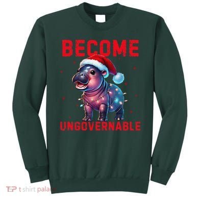 Become Ungovernable Hippo Christmas Lights Fun Funny Sweatshirt