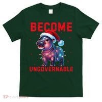 Become Ungovernable Hippo Christmas Lights Fun Funny T-Shirt thumb 0
