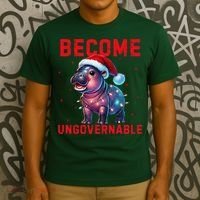 Become Ungovernable Hippo Christmas Lights Fun Funny T-Shirt thumb 3