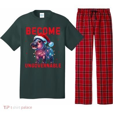 Become Ungovernable Hippo Christmas Lights Fun Funny Pajama Set