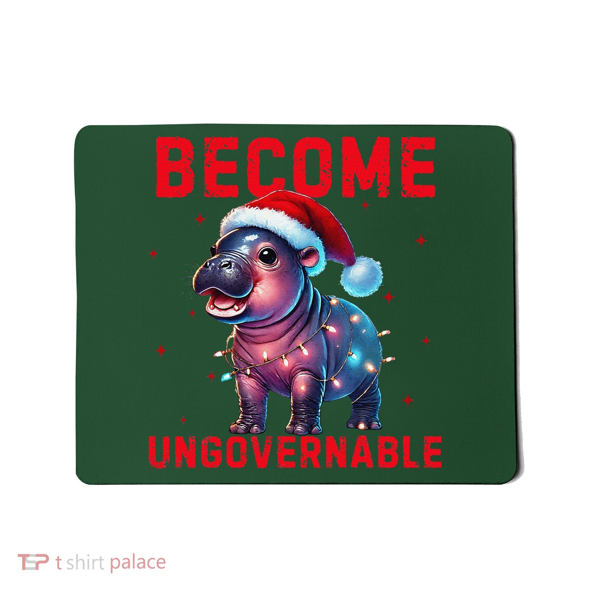 Become Ungovernable Hippo Christmas Lights Fun Funny Mousepad