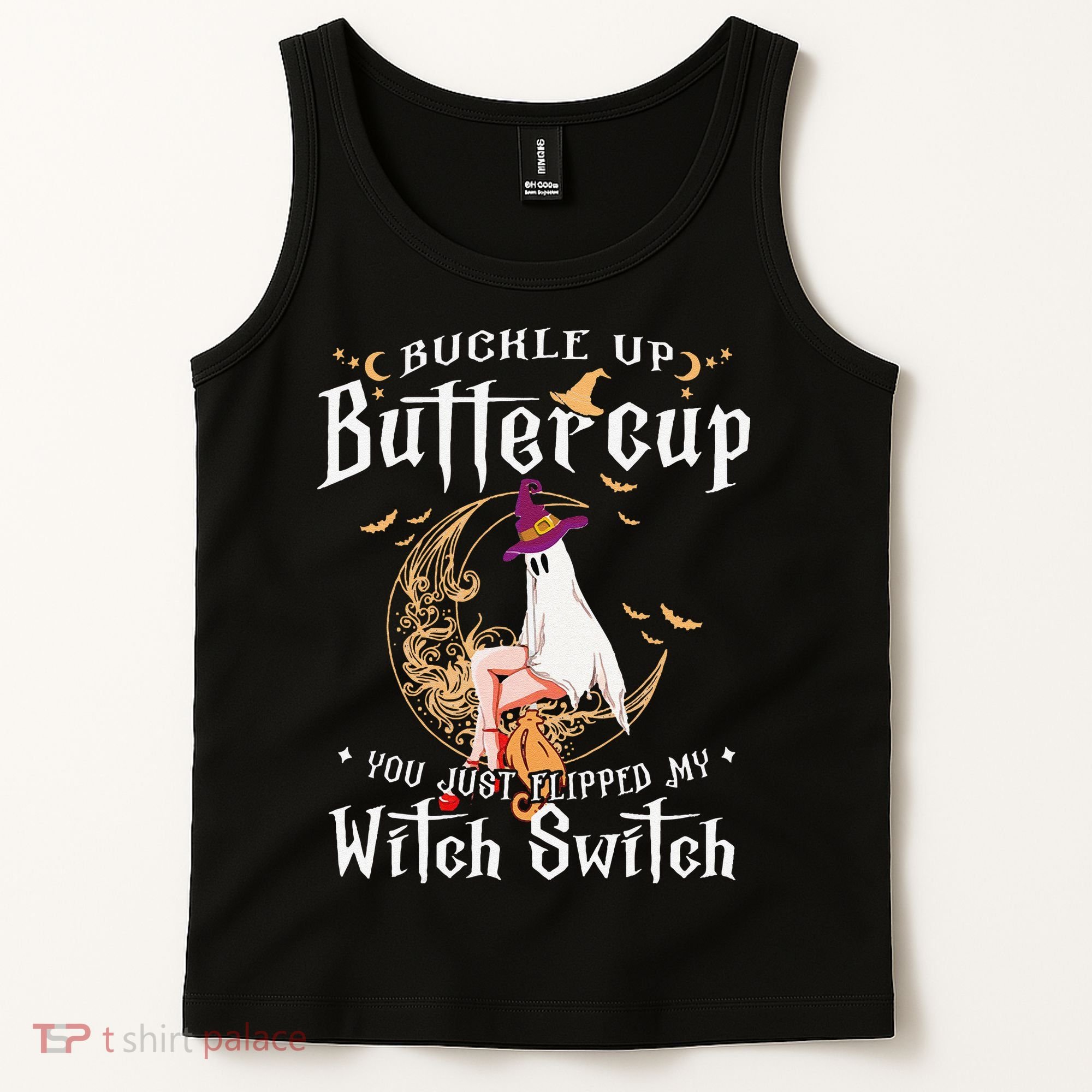 Buckle Up Halloween Buttercup You Just Flipped Witch Switch Tank Top