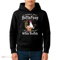 Buckle Up Halloween Buttercup You Just Flipped Witch Switch Kids Hoodie thumb 4