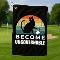 Become Ungovernable I Do What I Want Funny Cat Golf Towel thumb 1