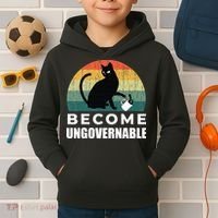 Become Ungovernable I Do What I Want Funny Cat Kids Hoodie thumb 2