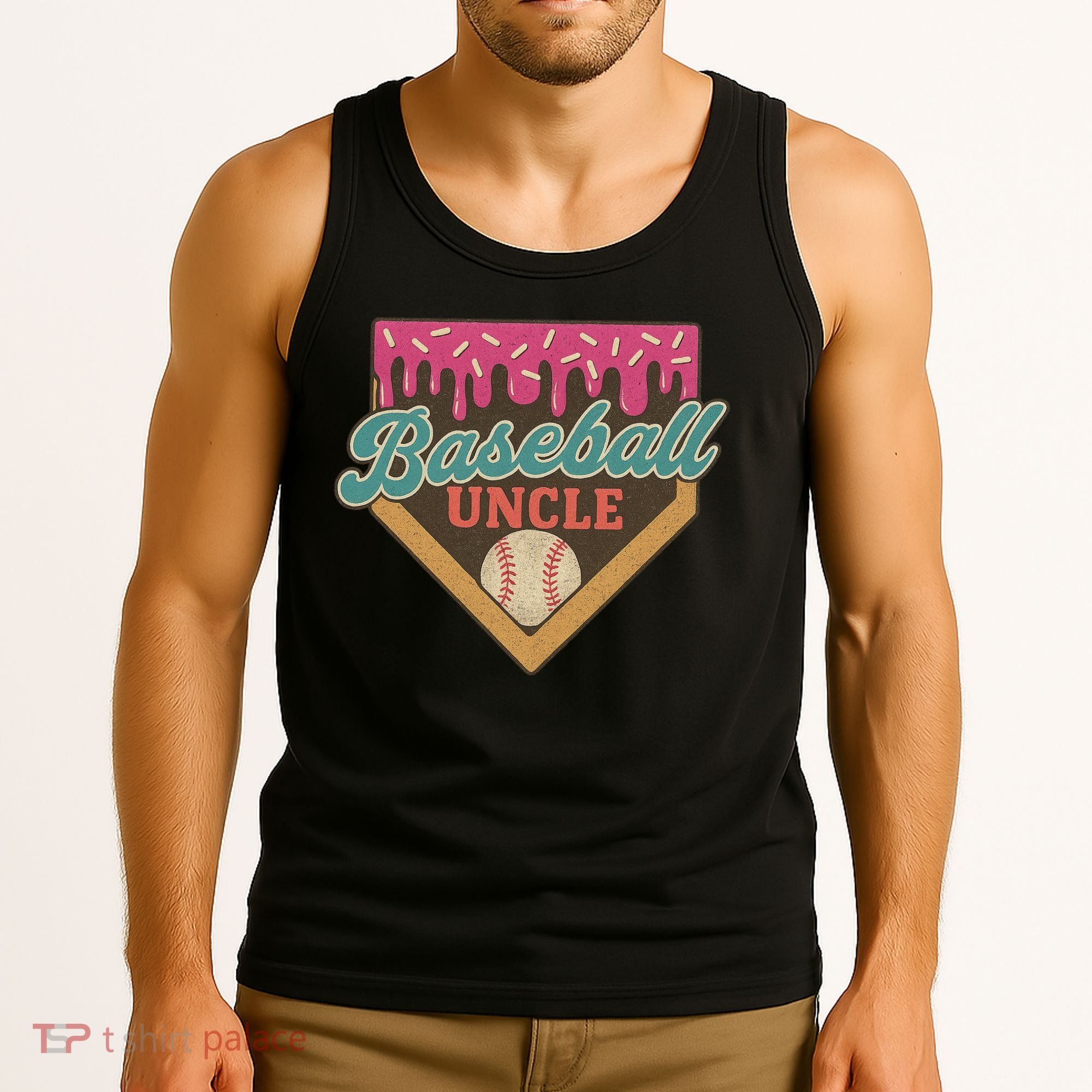 Baseball Uncle Ice Cream Drip Tank Top