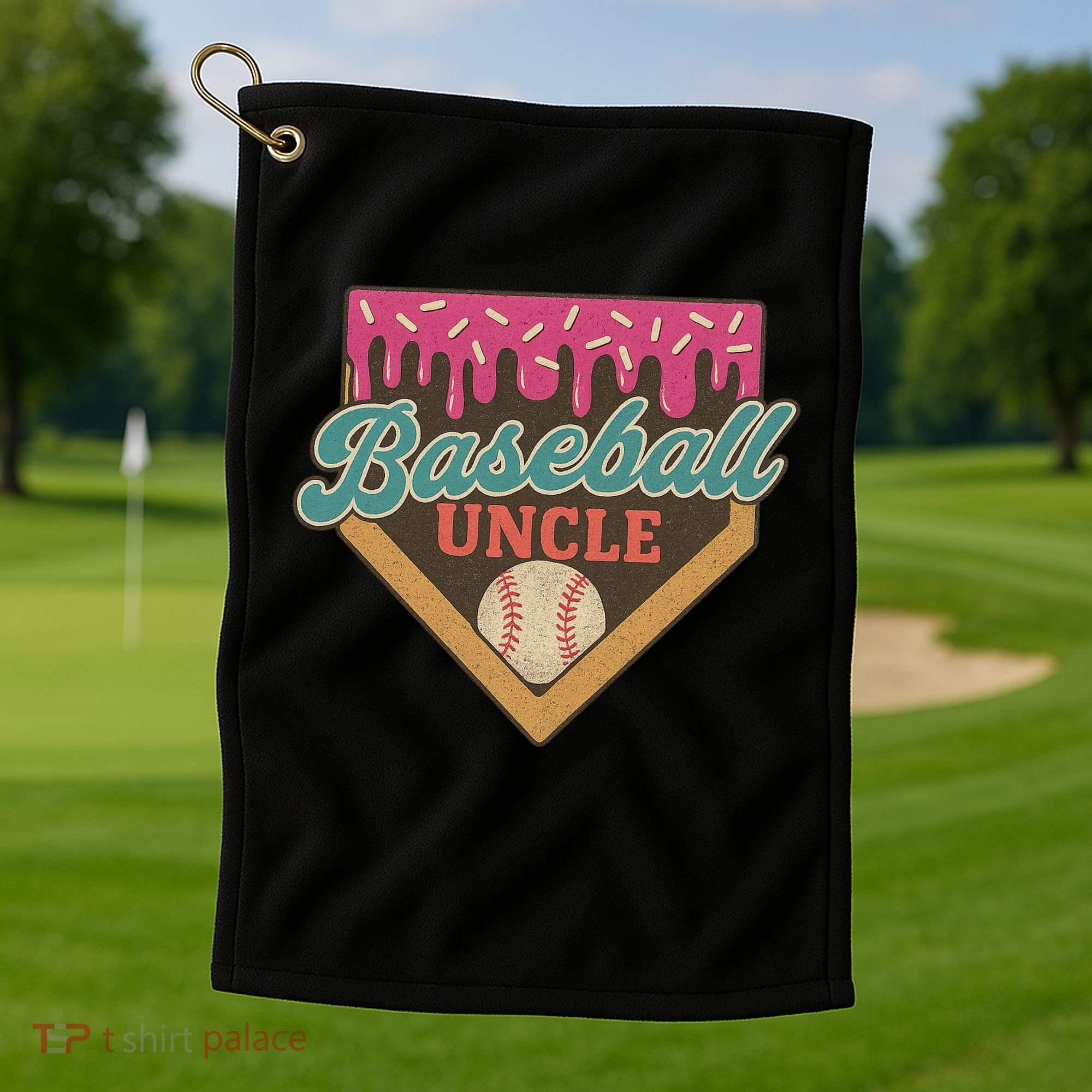 Baseball Uncle Ice Cream Drip Golf Towel