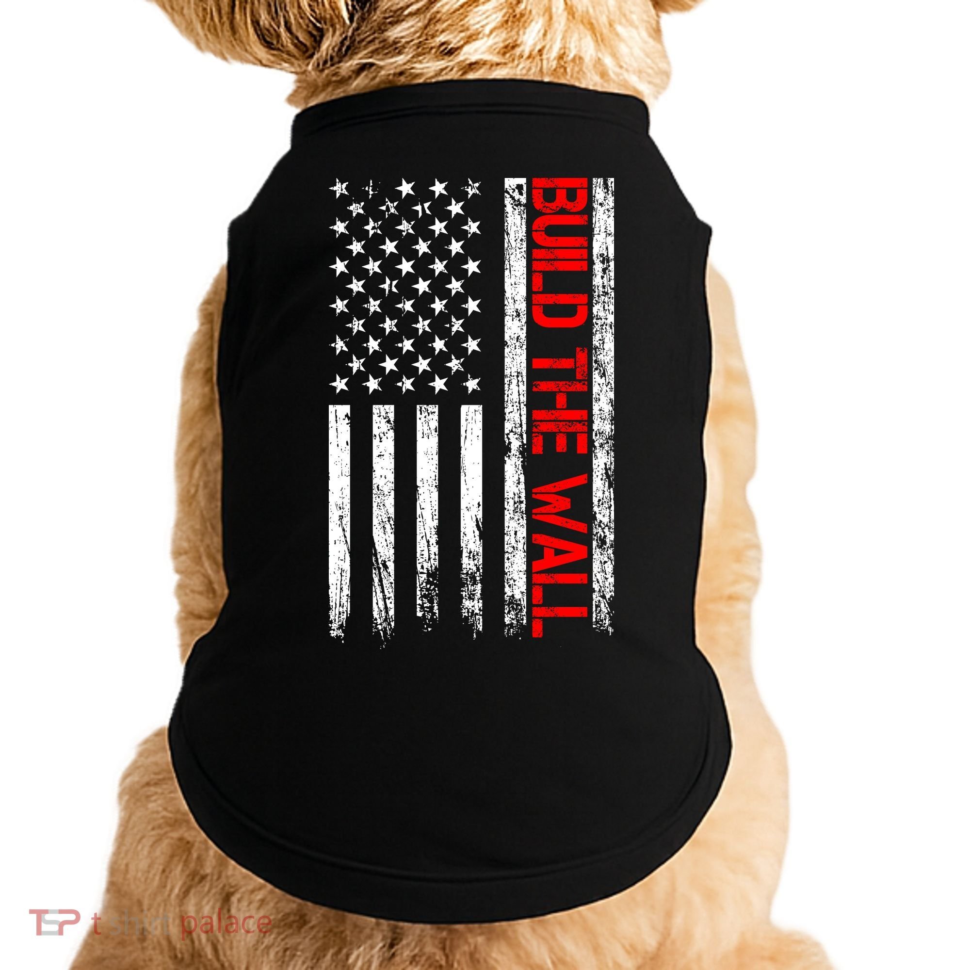 Build The Wall Distressed Flag Doggie Tank