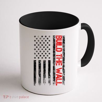 Build The Wall Distressed Flag Coffee Mug back
