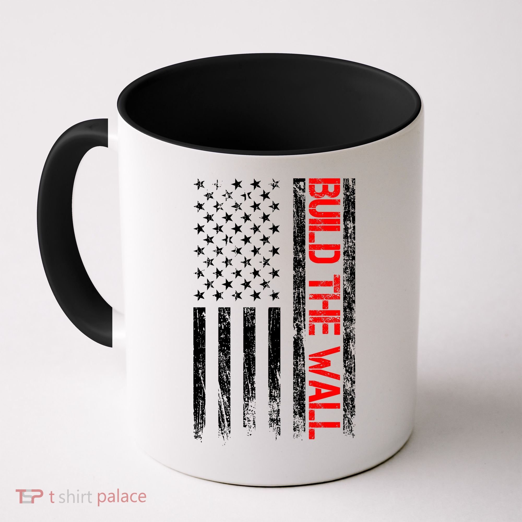 Build The Wall Distressed Flag Coffee Mug