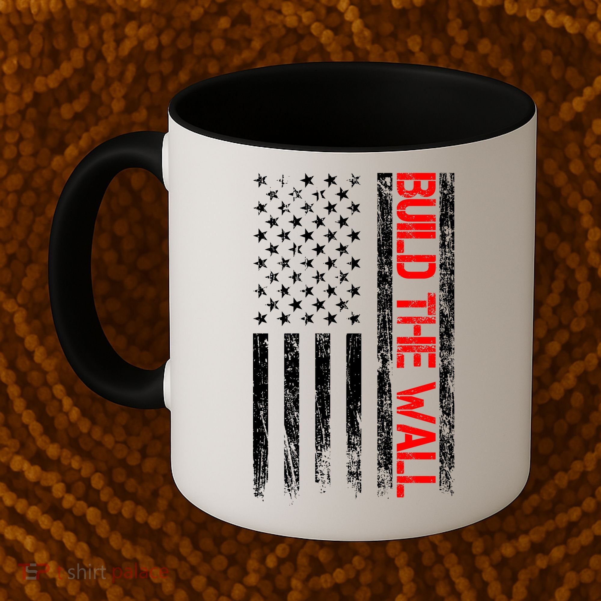 Build The Wall Distressed Flag Coffee Mug