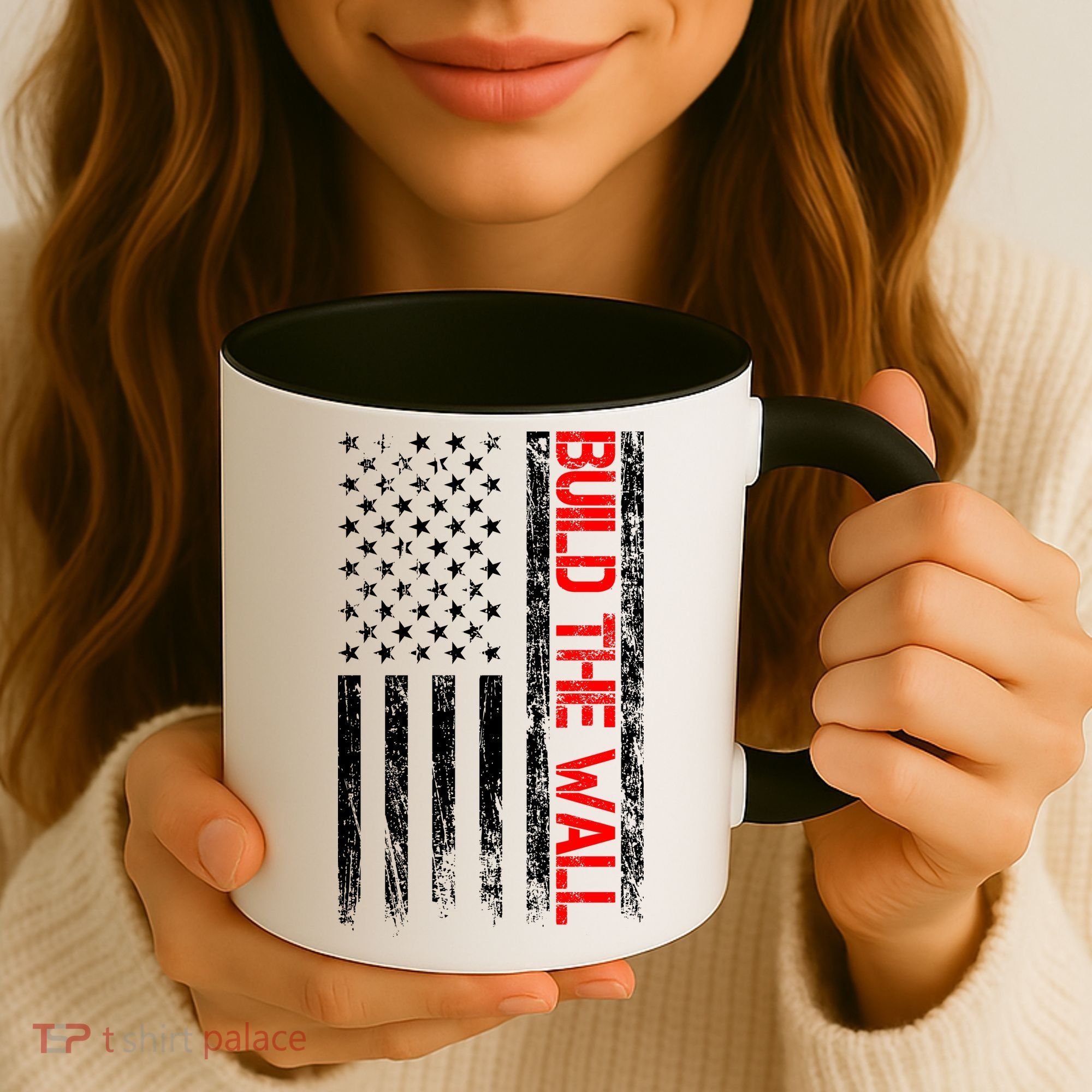 Build The Wall Distressed Flag Coffee Mug