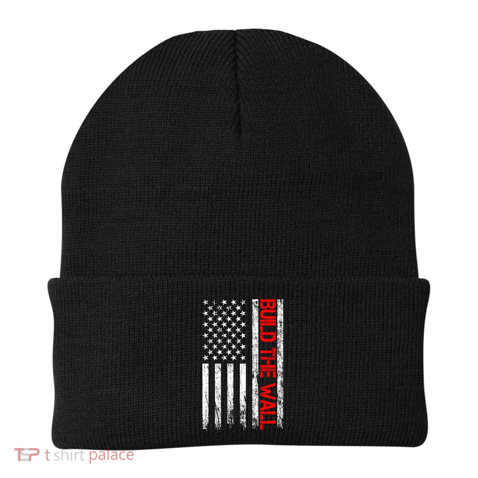 Build The Wall Distressed Flag Beanie