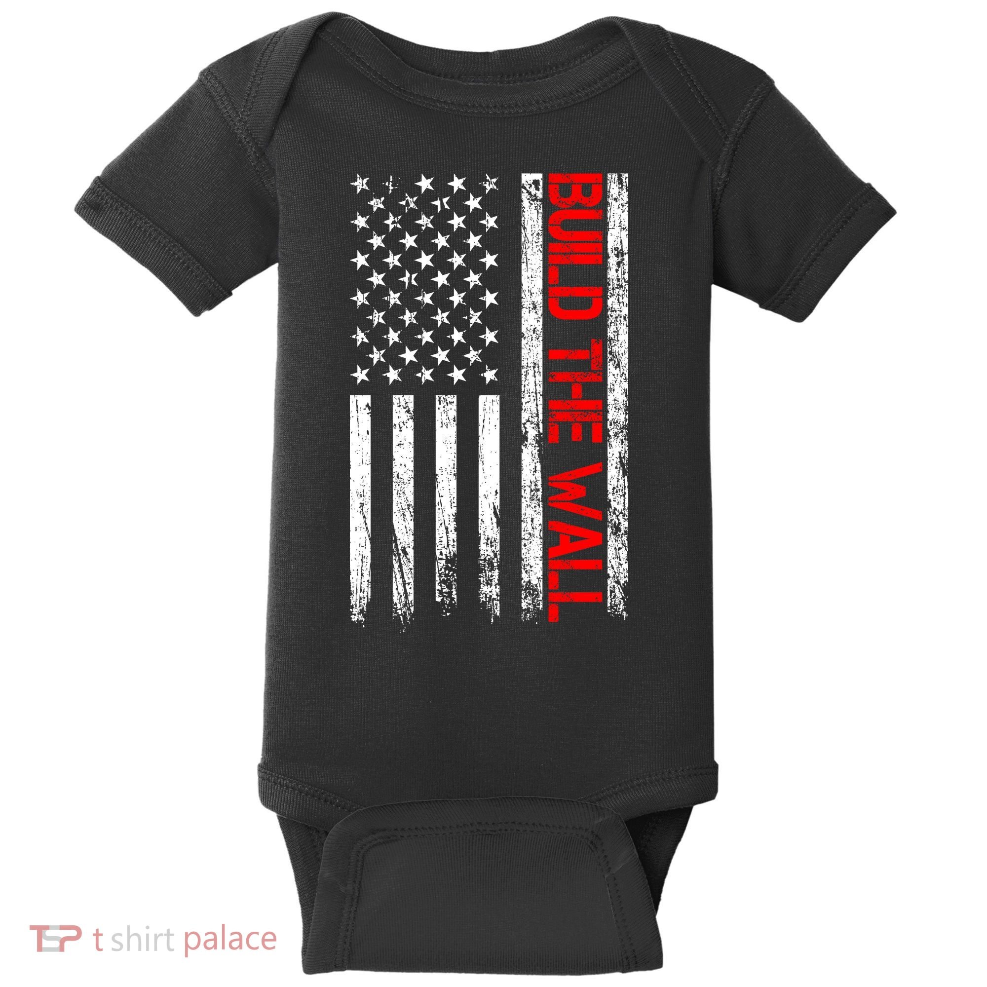 Build The Wall Distressed Flag Baby Bodysuit