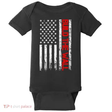 Build The Wall Distressed Flag Baby Bodysuit