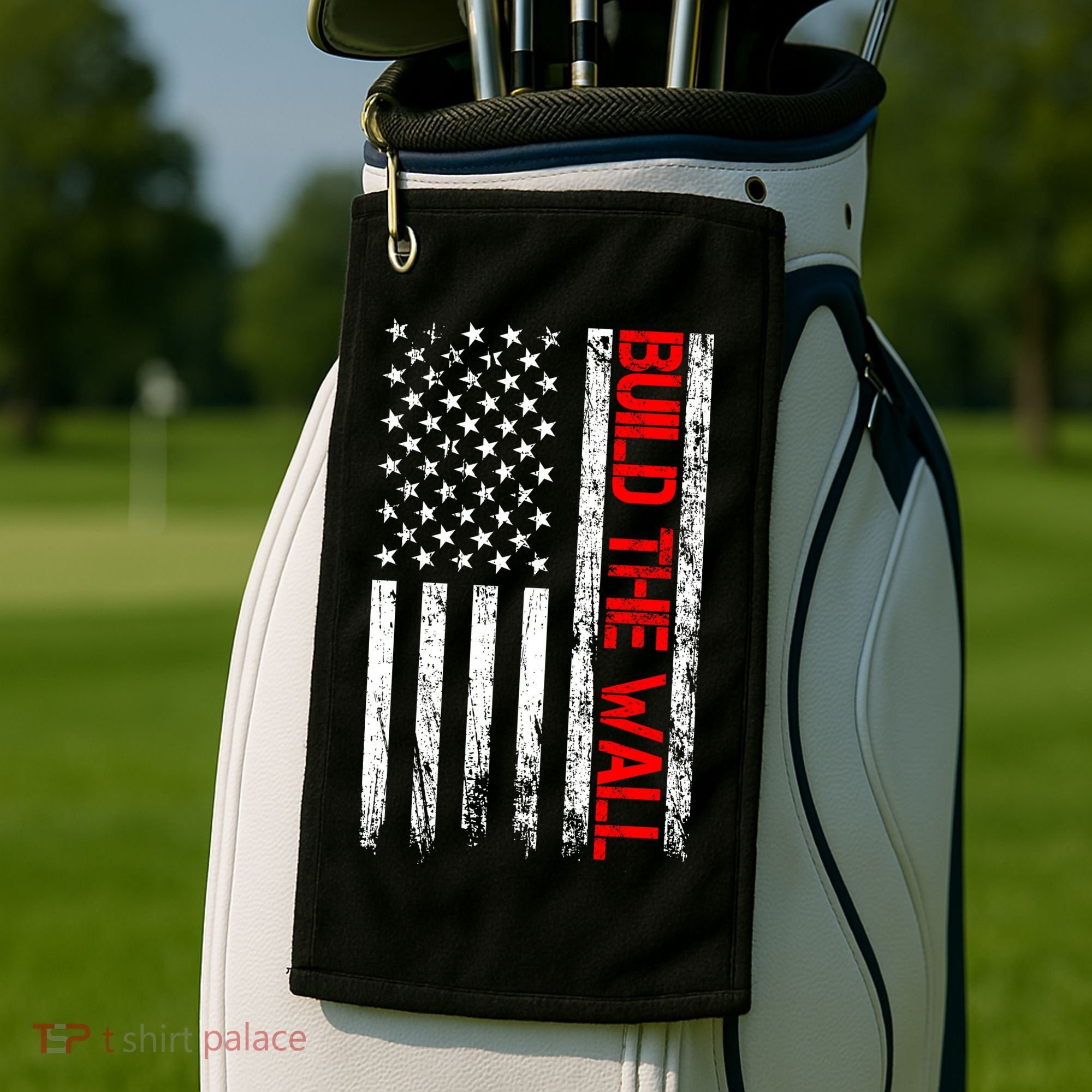 Build The Wall Distressed Flag Golf Towel