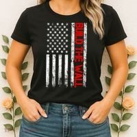 Build The Wall Distressed Flag Women's T-Shirt thumb 2