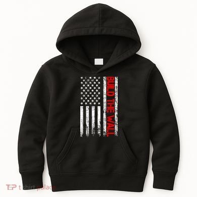 Build The Wall Distressed Flag Kids Hoodie