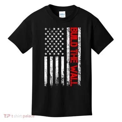 Build The Wall Distressed Flag Kids T-Shirt