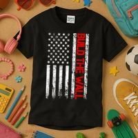 Build The Wall Distressed Flag Kids T-Shirt thumb 3