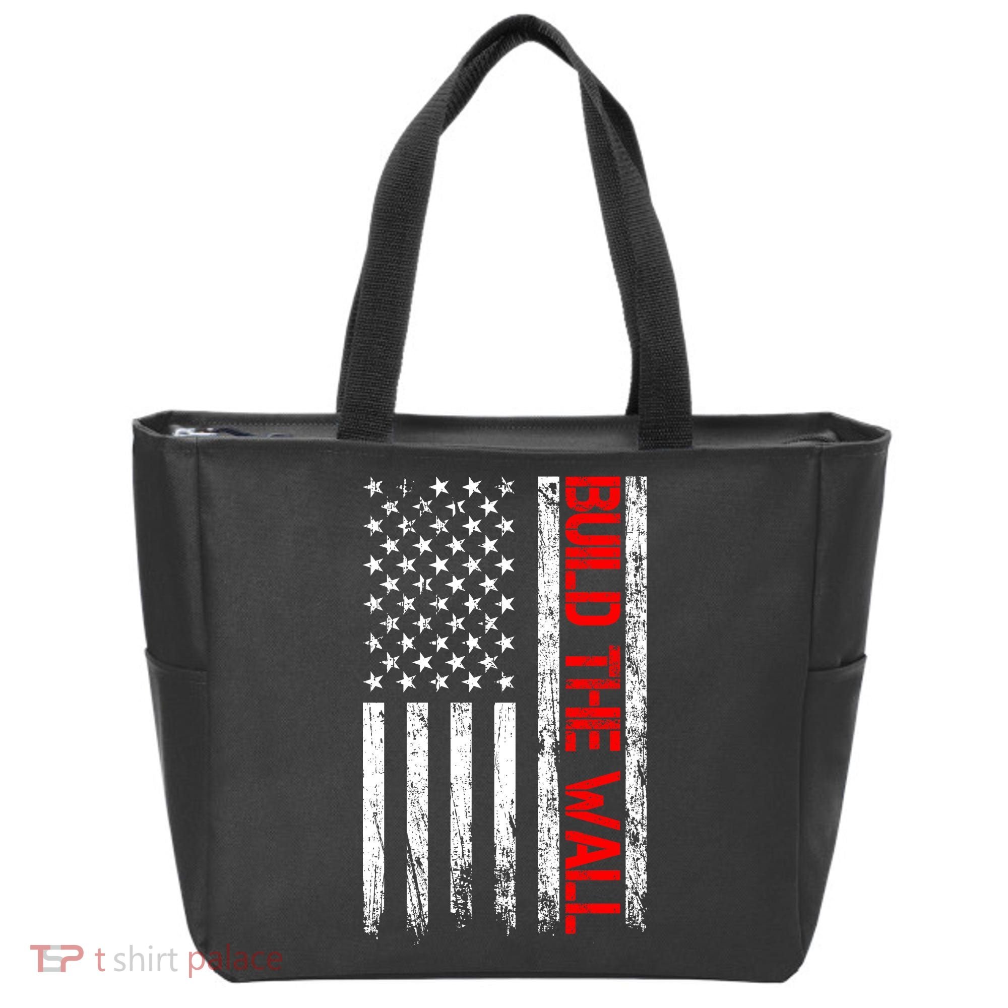 Build The Wall Distressed Flag Tote Bag