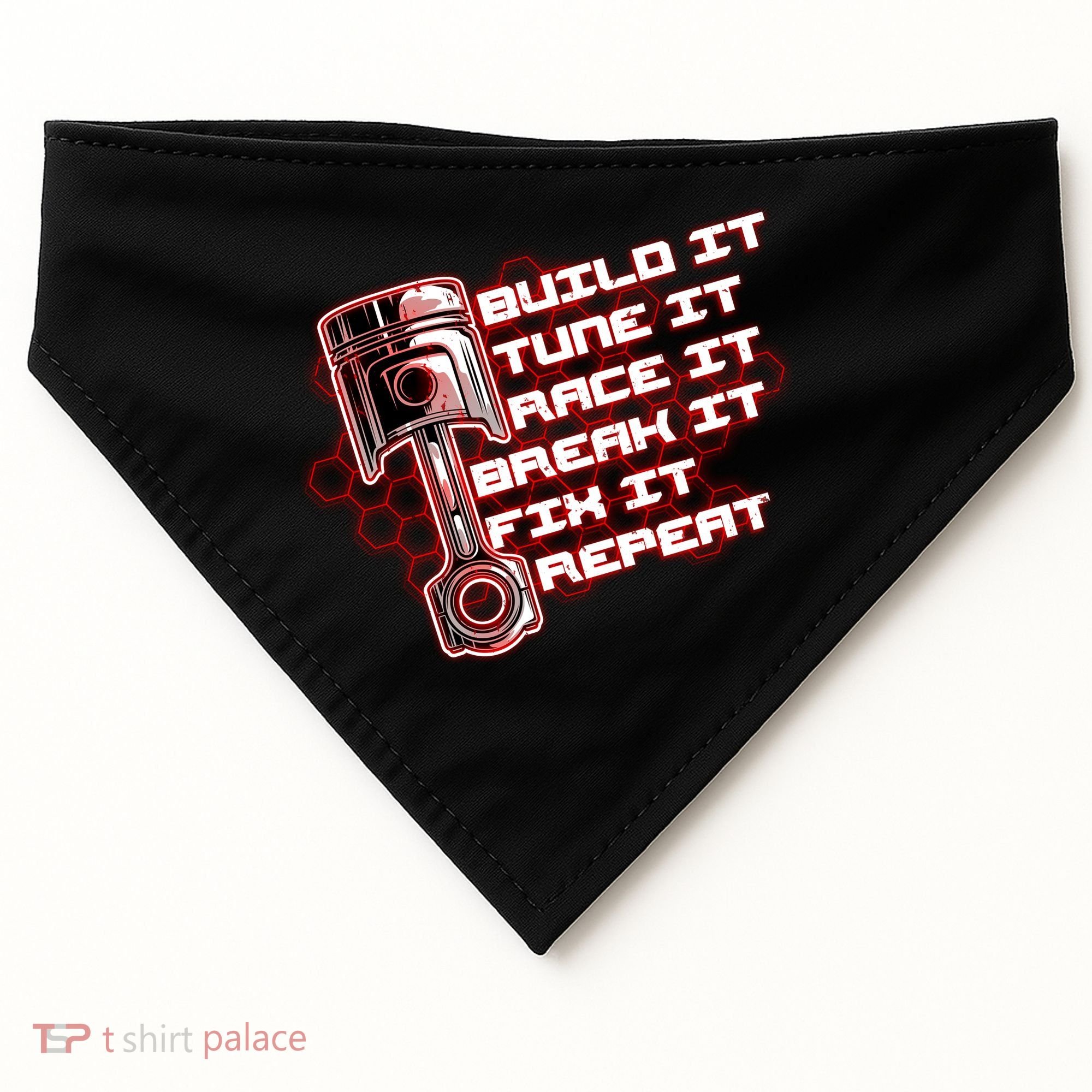Build Tune Race Break Fix Repeat USA-Made Doggie Bandana