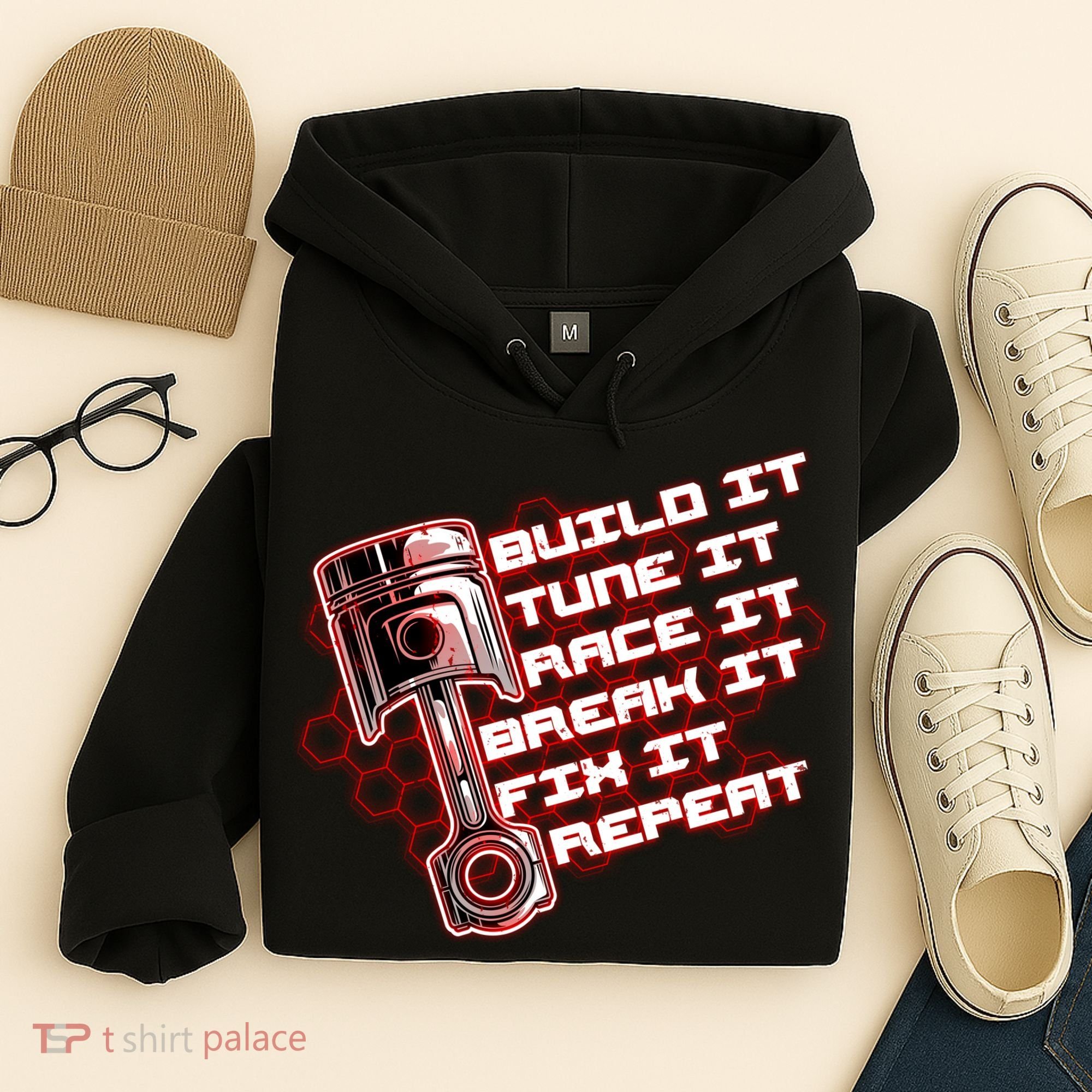 Build Tune Race Break Fix Repeat Hoodie
