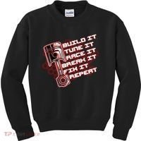 Build Tune Race Break Fix Repeat Kids Sweatshirt thumb 0