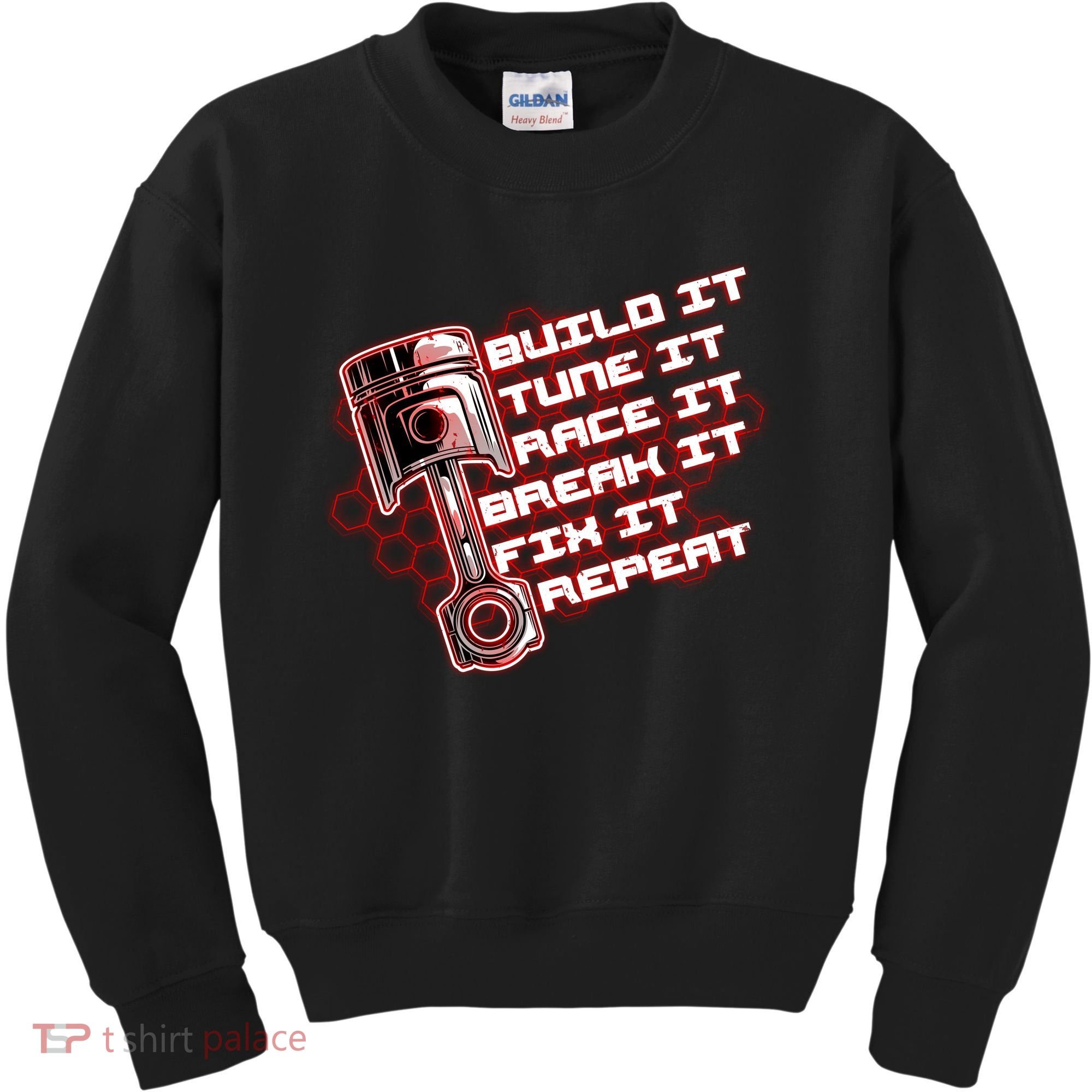 Build Tune Race Break Fix Repeat Kids Sweatshirt