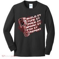 Build Tune Race Break Fix Repeat Kids Long Sleeve Shirt thumb 0
