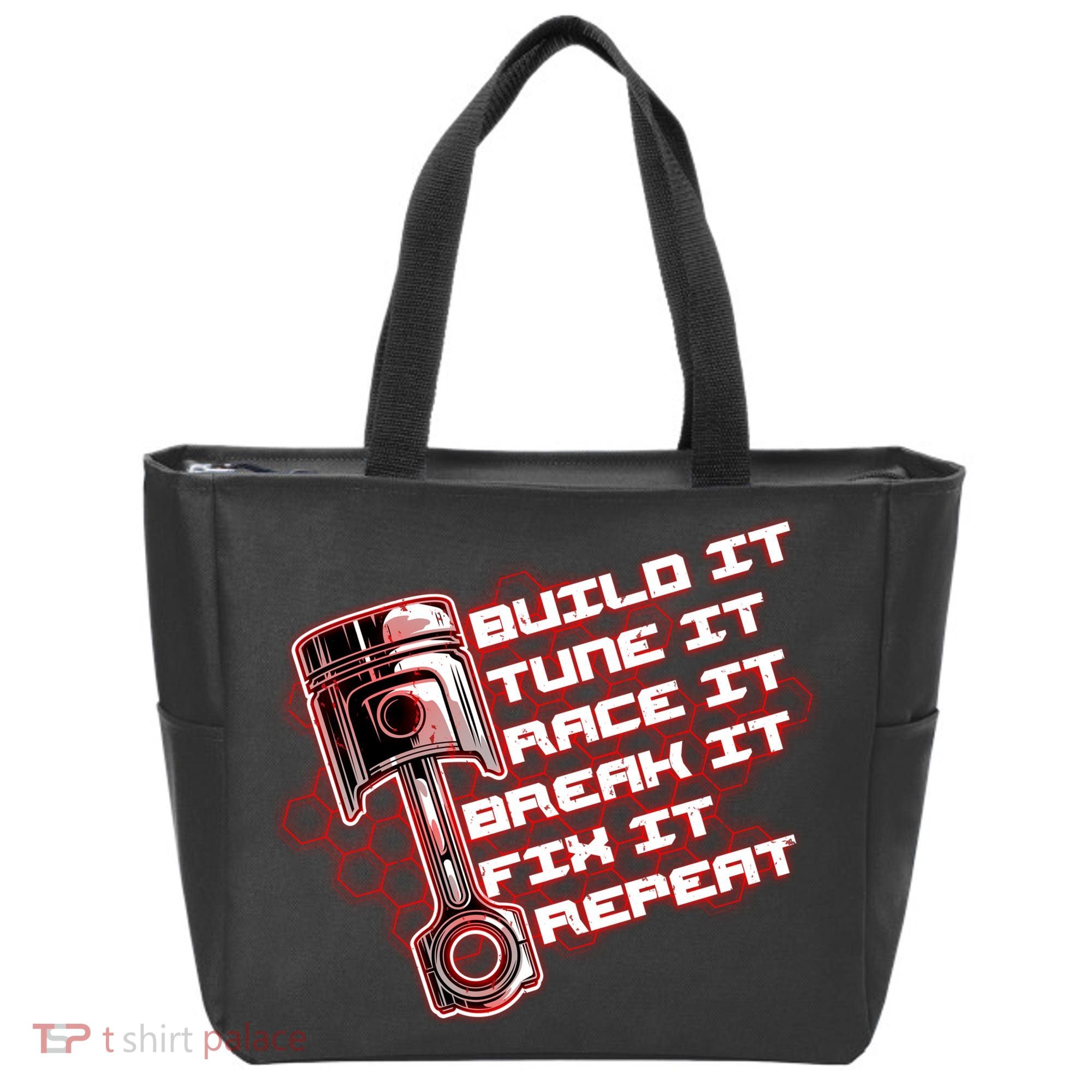 Build Tune Race Break Fix Repeat Tote Bag