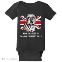 Bulldog Union Jack King Charles Coronation Baby Bodysuit thumb 0