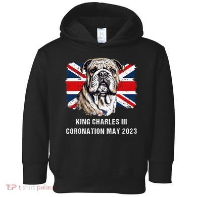 Bulldog Union Jack King Charles Coronation Toddler Hoodie