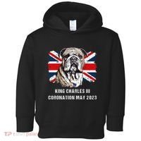 Bulldog Union Jack King Charles Coronation Toddler Hoodie thumb 0