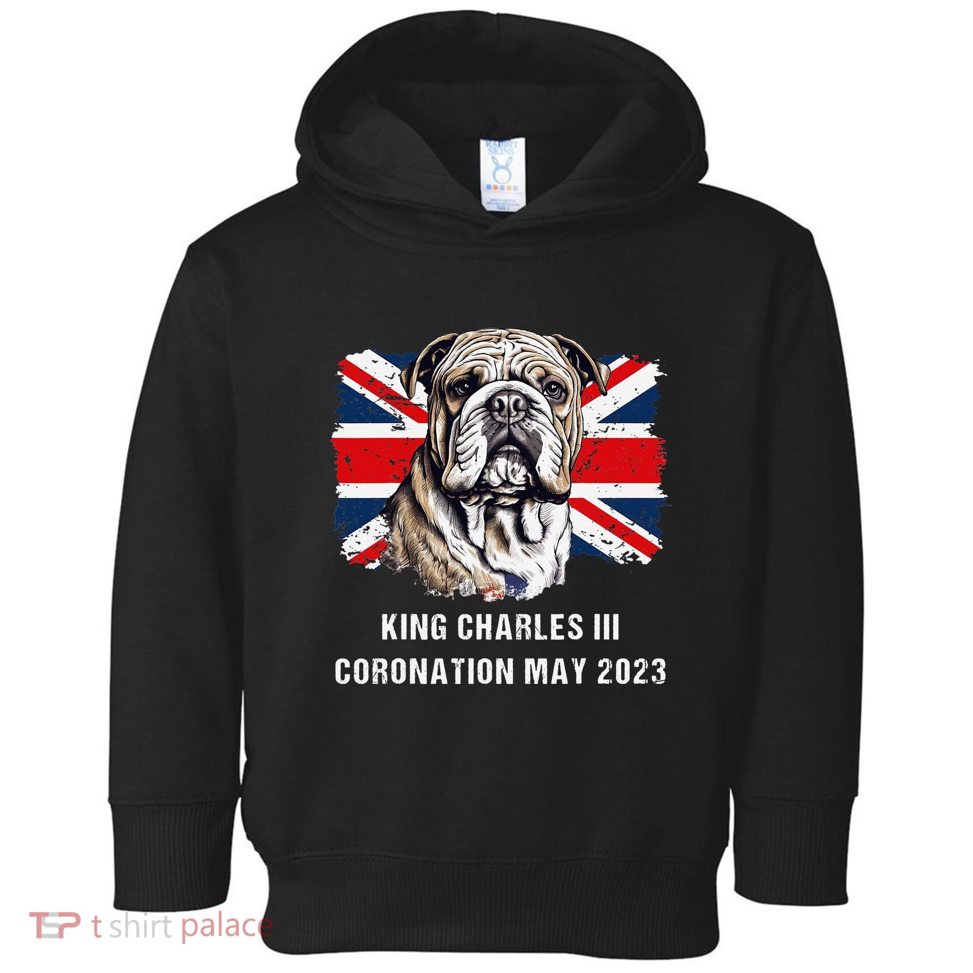 Bulldog Union Jack King Charles Coronation Toddler Hoodie