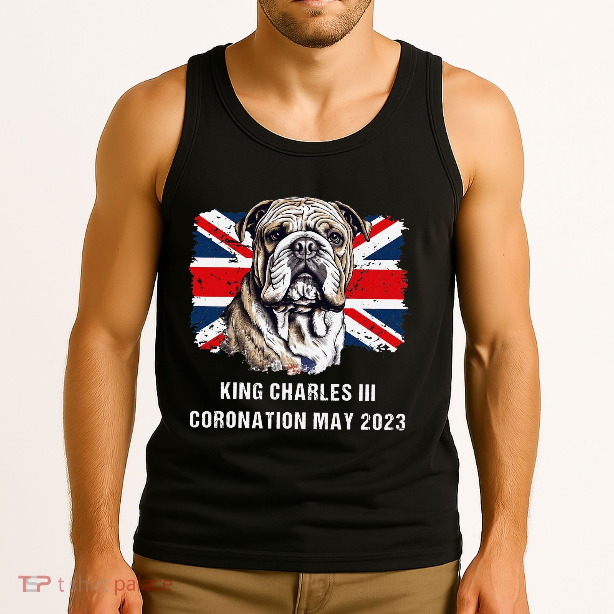 Bulldog Union Jack King Charles Coronation Tank Top