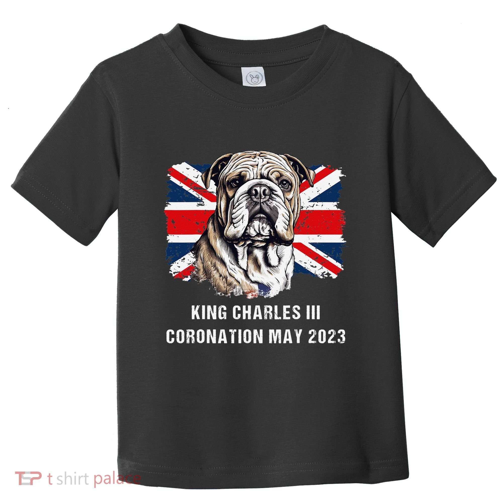 Bulldog Union Jack King Charles Coronation Toddler T-Shirt