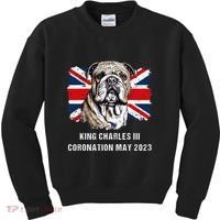 Bulldog Union Jack King Charles Coronation Kids Sweatshirt thumb 0