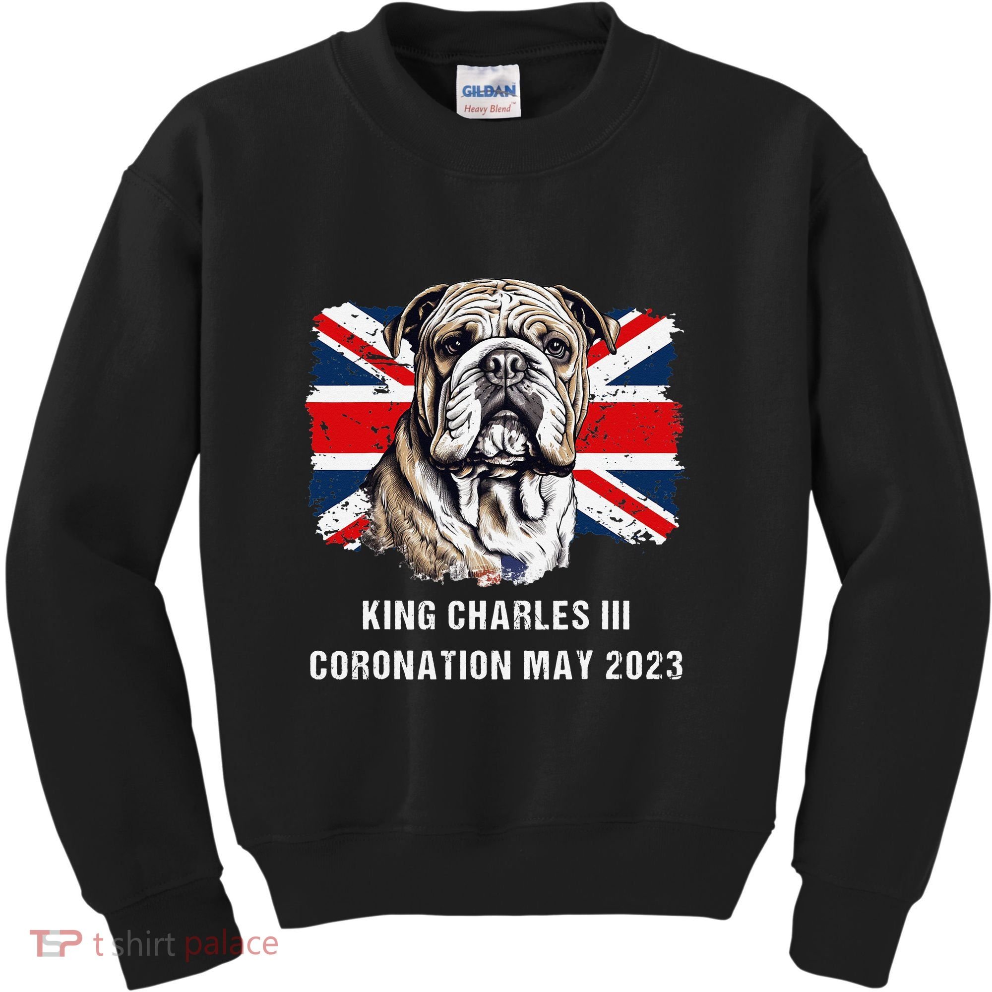 Bulldog Union Jack King Charles Coronation Kids Sweatshirt