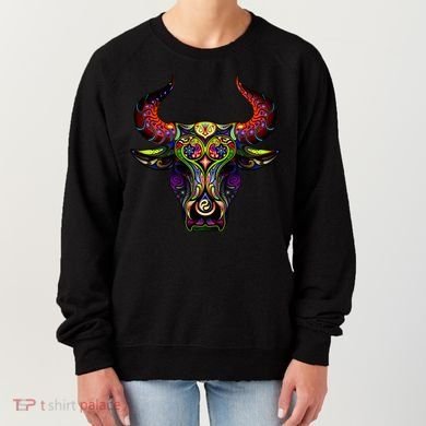Bull Silhouette Head and Horns Women's Sweatshirt